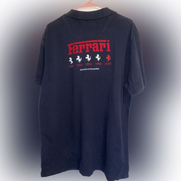 Ferrari Men’s XXXL 3XL Black Polo Shirt Embroidered Logo Evolution of the Symbol - Picture 2 of 8